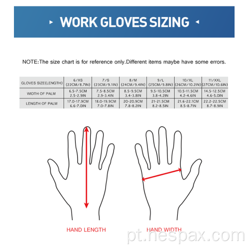 Luvas de mão -de -obra HESPAX 13G anti -pó anti estática